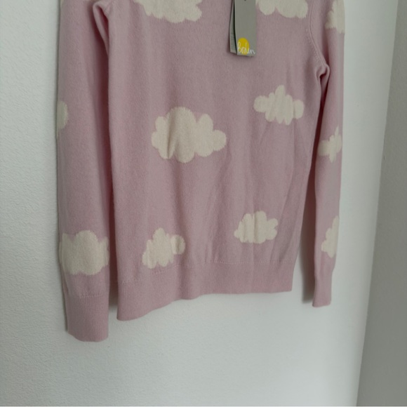Boden Kesteven Cashmere Pink White Cloud Pattern Sweater Size Small Women’s - Picture 4 of 9